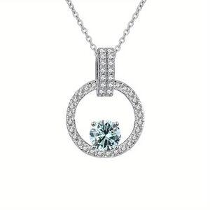GRA Certified 1 Carat Light Blue Moissanite Surrounded By a Halo